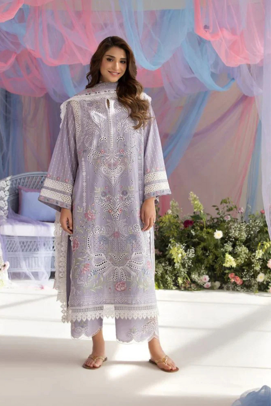 Luxury Lawn Design Unstitched Embroidered 3 Piece - SILVER -00005