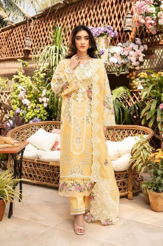 Embroidered Lawn Suits Unstitched 3 Piece Unstitched - ROSHNE -00011