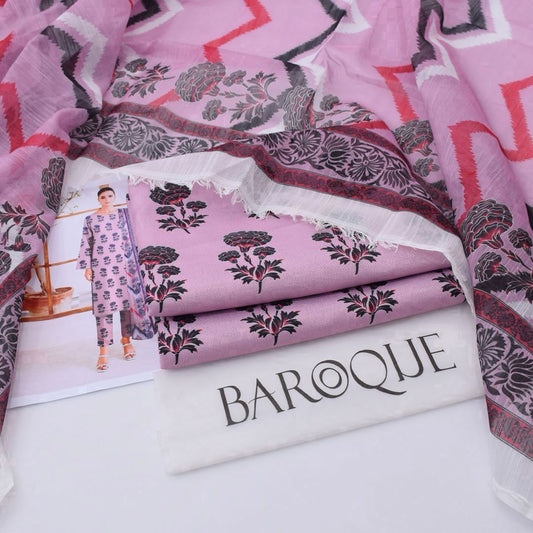 BAROQUE DHANAK 3PIECE WITH WOOL PRINTED SHAWL