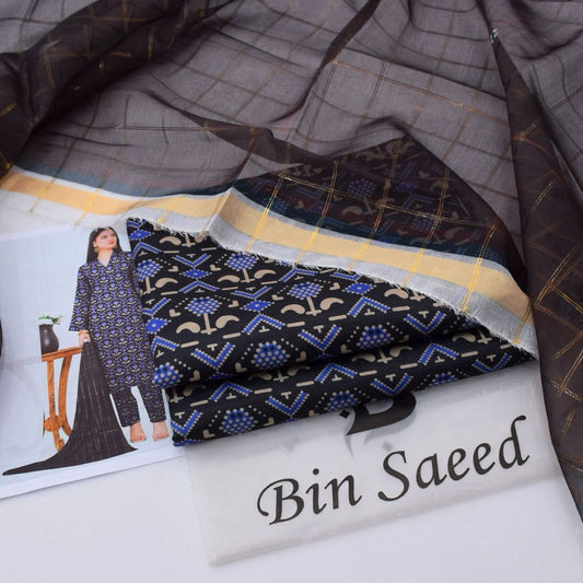 BIN SAEED DHANAK 3PIECE WITH WOOL PRINTED SHAWL
