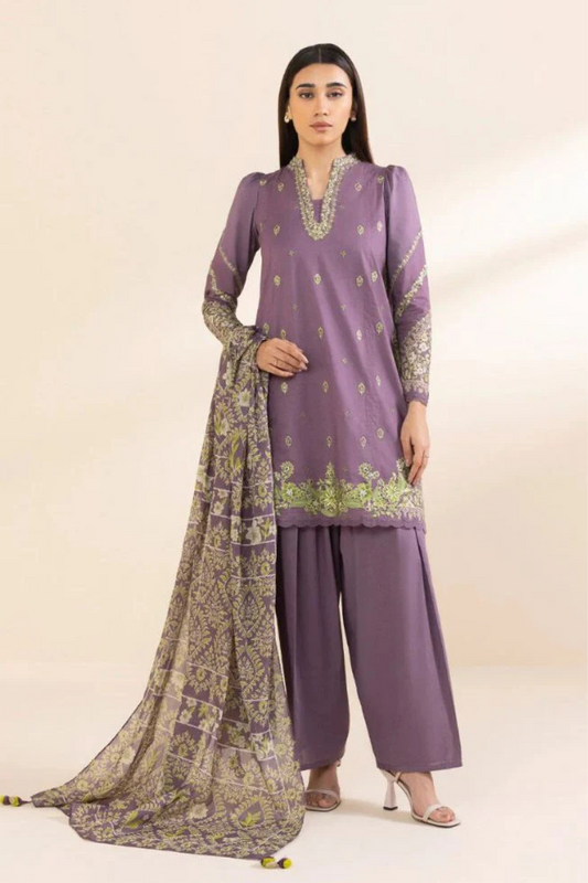 Lawn Embroidered Shirt with Printed Chiffon Dupatta (Unstitched) - 00025