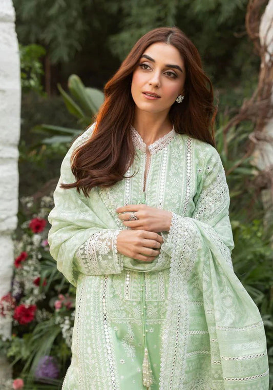Luxury Lawn 2025 Unstitched Embroidered 3PC Chiffon print + Embroidered Dupatta - 00028