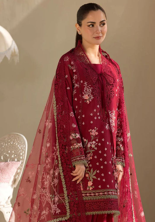 Luxury Lawn 2025 Unstitched Embroidered 3PC Chiffon print + Embroidered Dupatta - Saloman - 00027