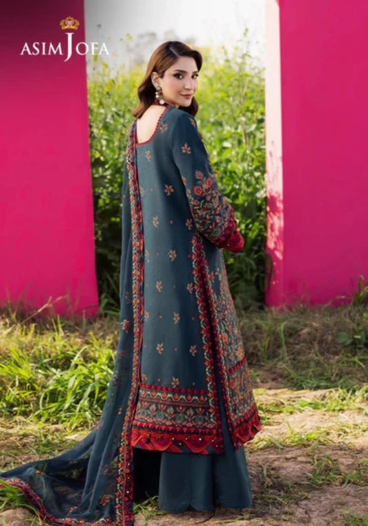 Embroidered Lawn Suits Unstitched 3 Piece Unstitched - AJELL - 00010