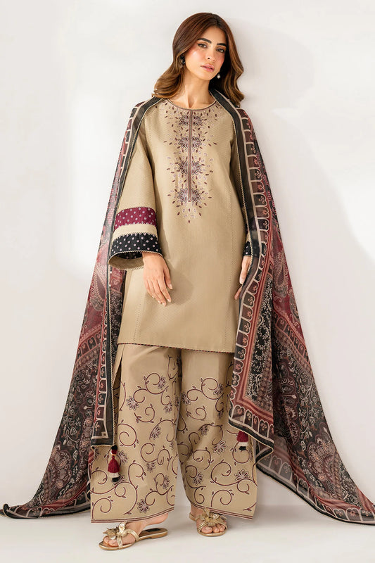 JAZMIN DHANAK 3 PIECE FULL EMBROIDERED WITH DIGITAL WOOL SHAWL
