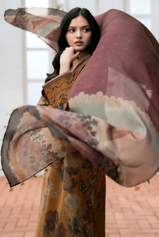 BAROQUE KHADDAR SLUB DIGITAL PRINTED 3 PIECE