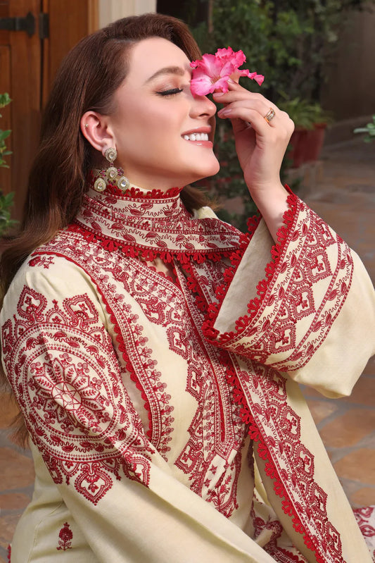 ANEELA,S DHANAK MARINA EMBROIDERED 3PIECE WITH DHANK EMBROIDERED SHAWL
