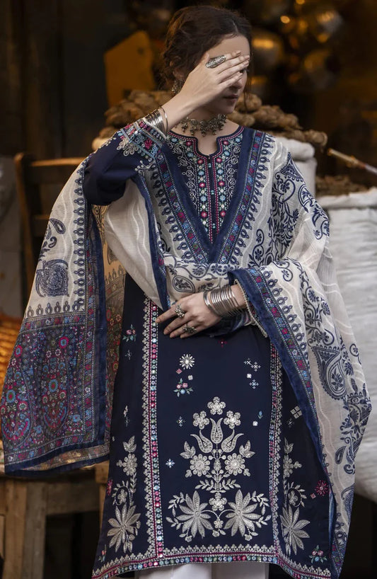 AL KARAM DHANAK 3 PIECE EMBROIDERED WITH PLAN TROUSER WITH COTRIA DUPPATA