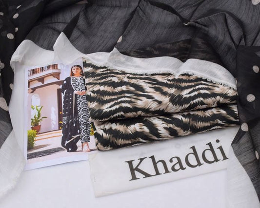 KHADDI DHANAK 3PIECE  WITH WOOL PRINTED SHAWL