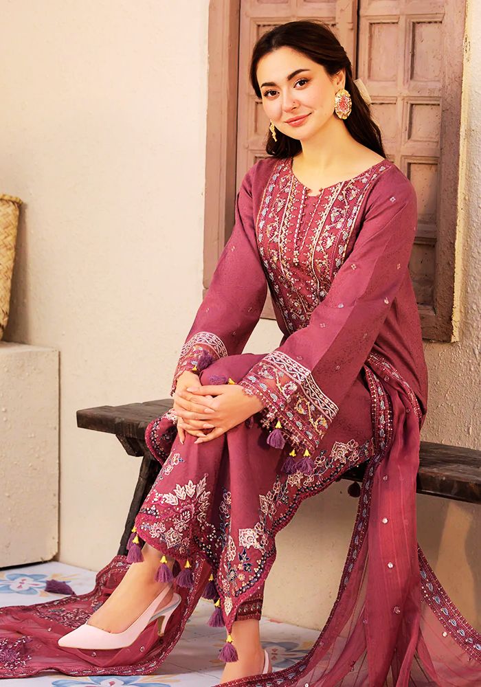3PC Lawn Embroidered Shirt with Embroidered Chiffon Dupatta (Unstitched) - 00027